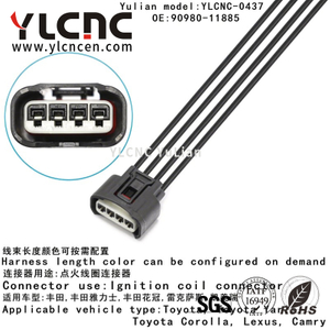 YLCNC 90980-11885 4 PIN Ignition coil connector Automotive wire harness accessory kit